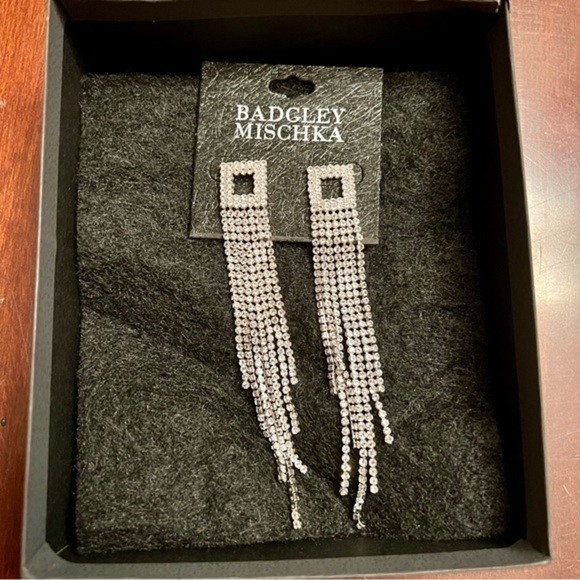 Badgley Mischka rhinestone earrings dangling tassels - Picture 5 of 5